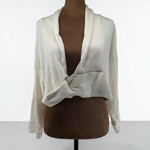 Anthropologie Cardigan Cropped Wrap Tie Ivory Sweater